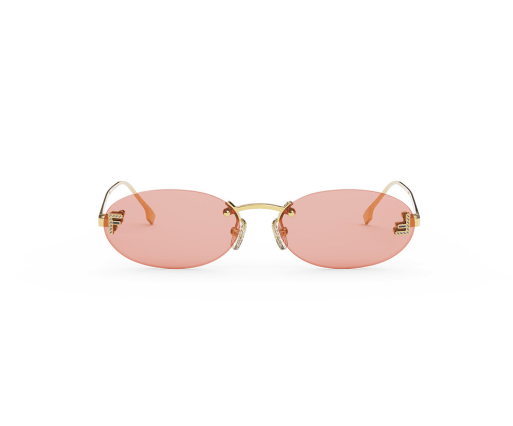 Fendi Sunglasses First Crystal Rimless FE4075US 30A Gold Shiny Grey Unisex