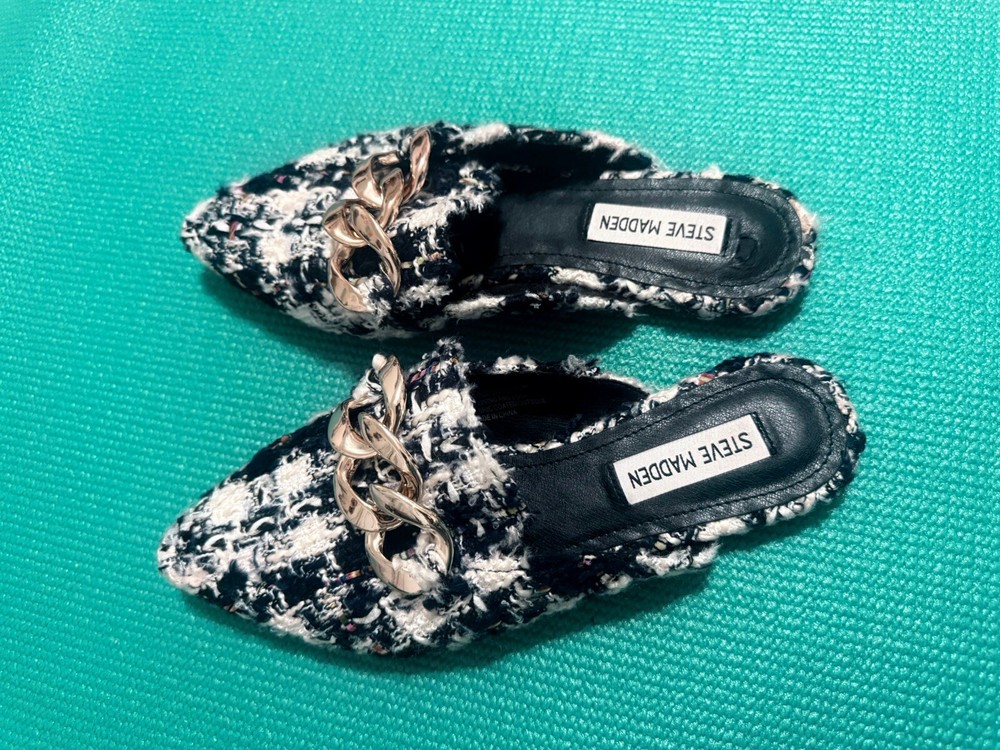 Gorgeous Steve Madden Loafer Mule 7.5M Used  Women’s Plaid Houndstooth  Multi