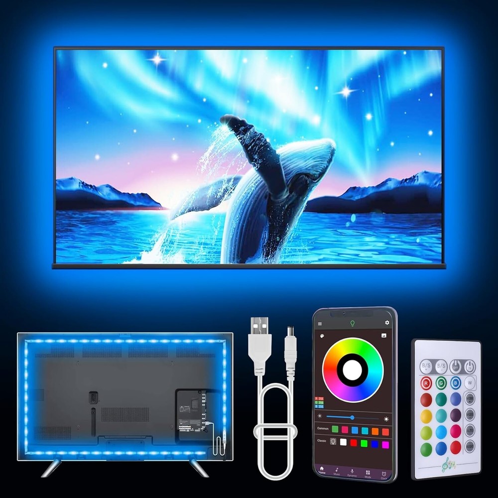 20FT USB LED TV Backlight Strip for 32-80 Inch TVs with Remote