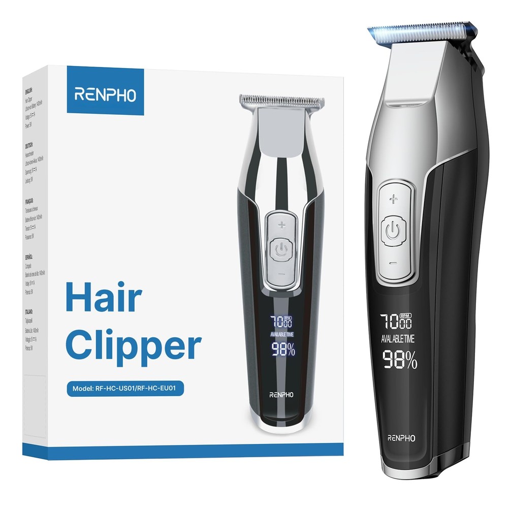 Cordless Hair Clippers for Men with LED Display and 4-Speed Settings