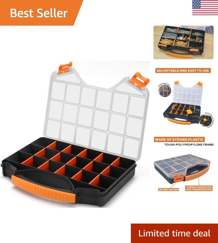 Multi-Use 18-Compartment Organizer Box with Accessible Lid - Ideal for DIY Tools