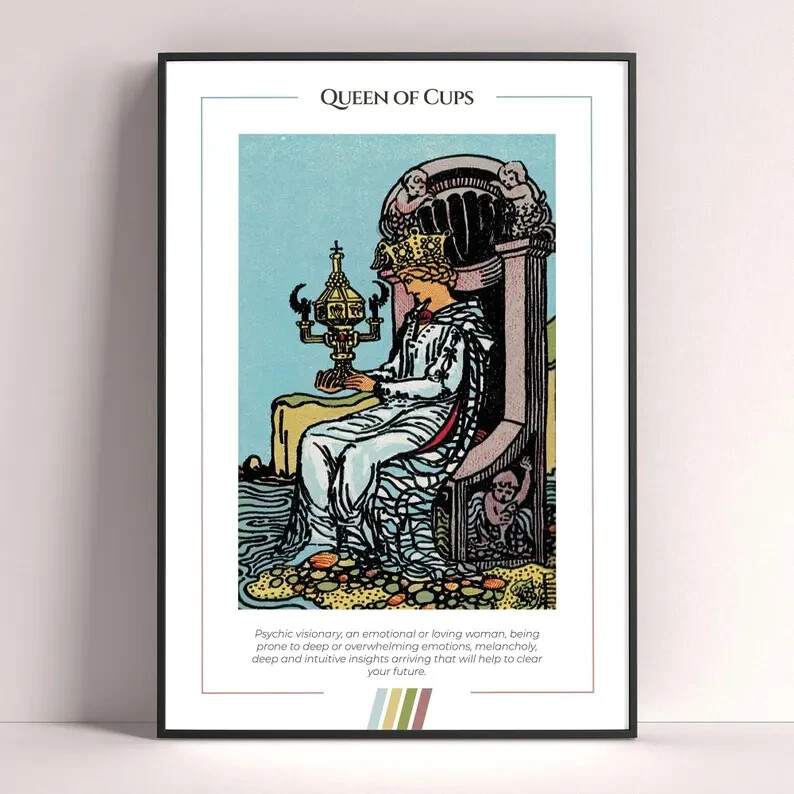 Queen of Cups Tarot Card Art Print and Digital Download