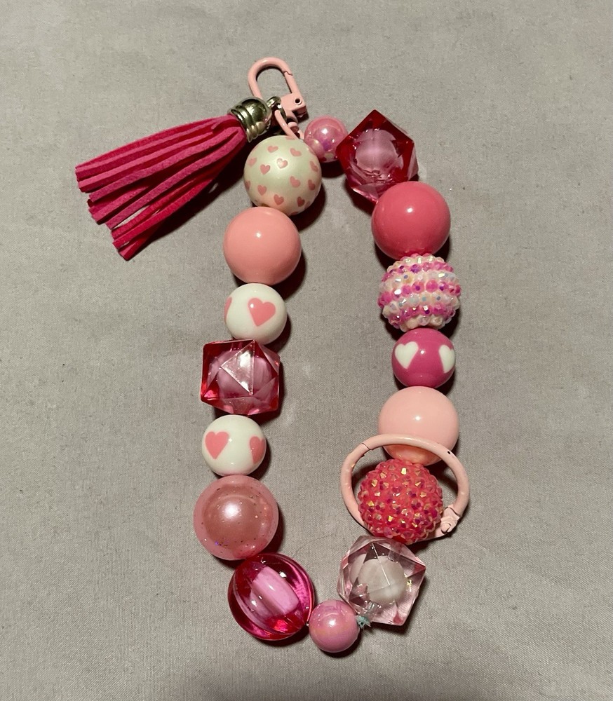 Handmade breast cancer awareness wristlet keychain sold individually