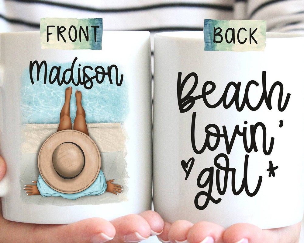 Beach Loving Girl Beach Girl Mug Summer Mug Custom Name Mug Holiday Mug