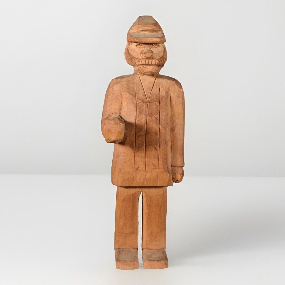 Vintage Hand Carved Wood Folk Art Alpine Mountain Man Sculpture 6”