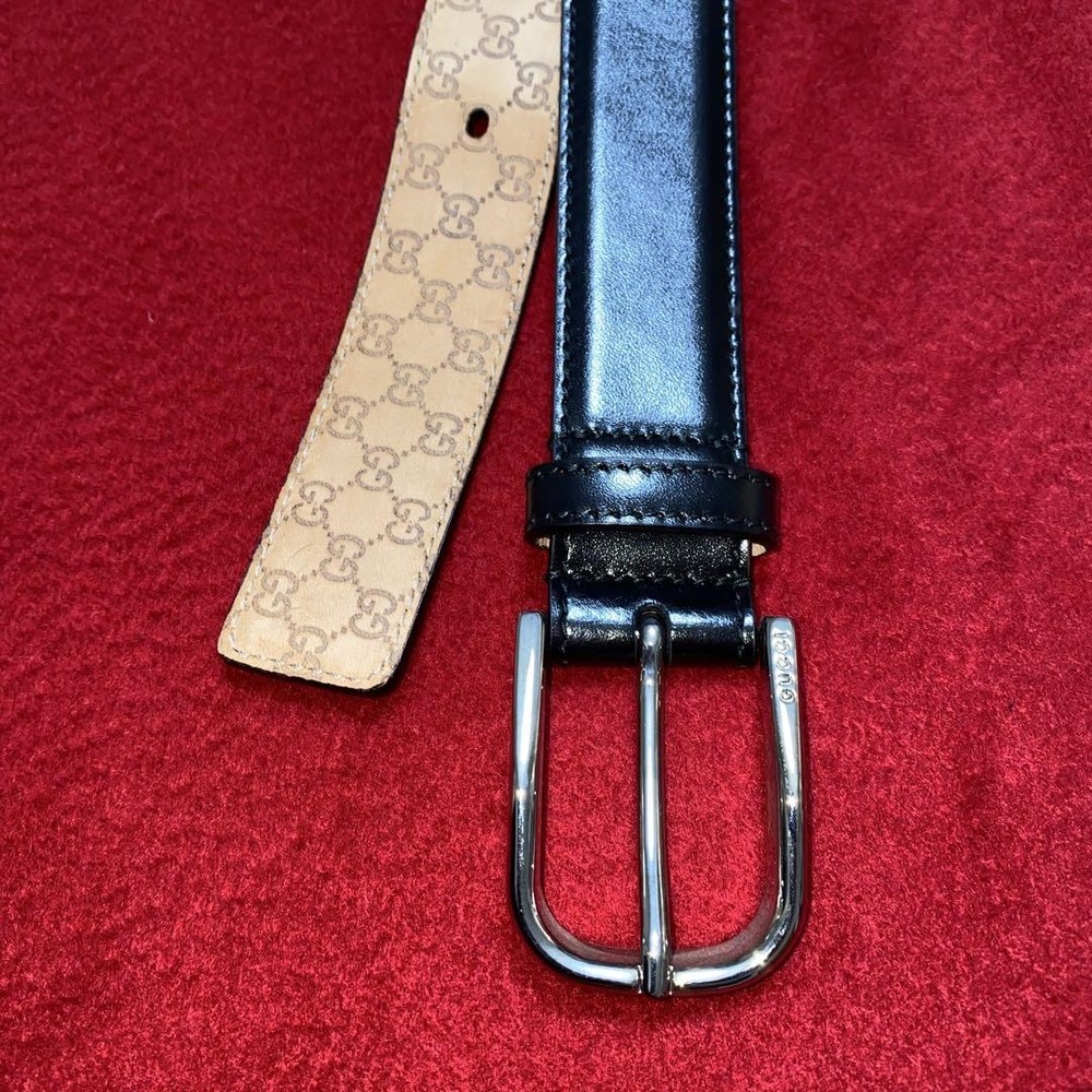 GUCCI GG interlocking buckle belt Black Leather Authentic Made in Italy Used