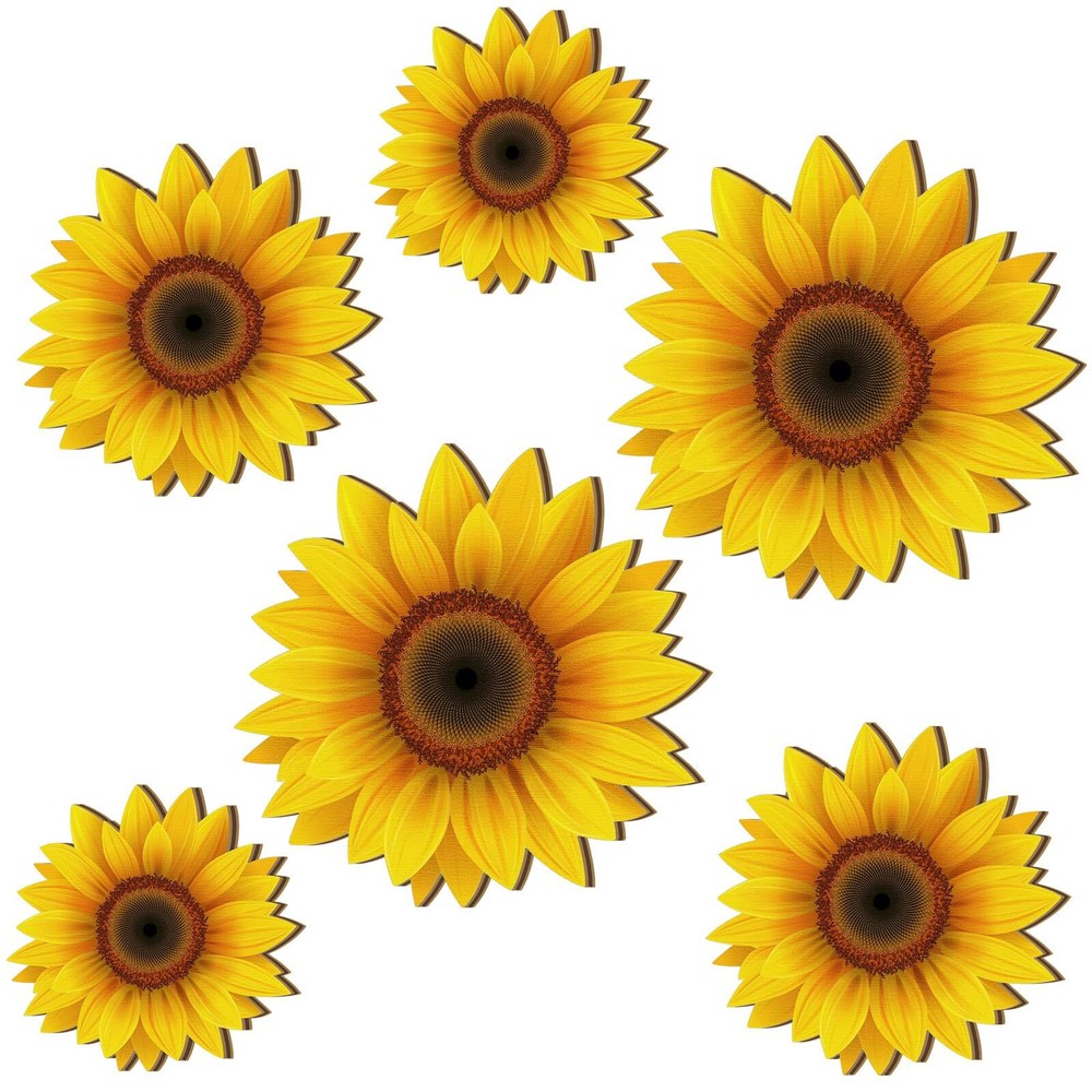 6 Pcs Sunflower Wall Decor Wood Sunflower Wall Art Farmhouse Flower Wall Deco...