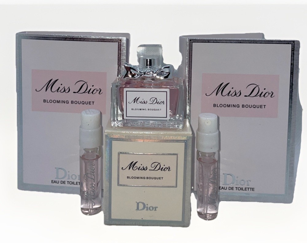 MISS DIOR/Blooming Bouquet/Mini EDT 5 ML SPLASH + 2- 1.5 ML Samples In Gift Bag