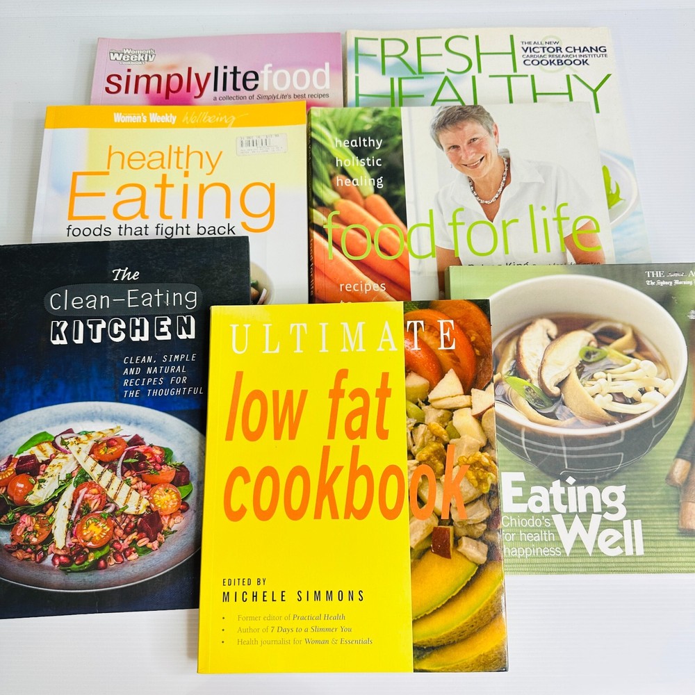 7 Diet Cookbooks Bulk Lot Dieting Weight Loss Food Cook Low Fat Clean-Eating