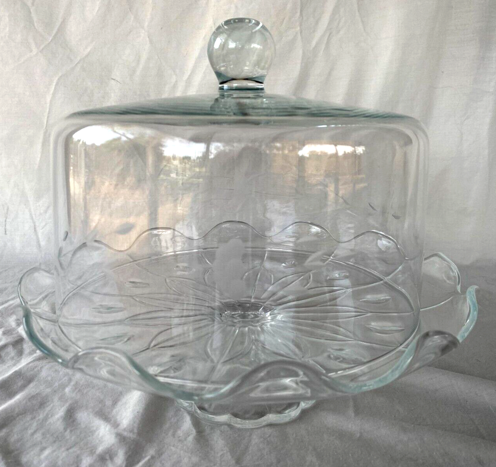 VTG PRINCESS HOUSE HERITAGE CRYSTAL DOME & PEDESTAL CAKE PLATE #321 NEW BOX