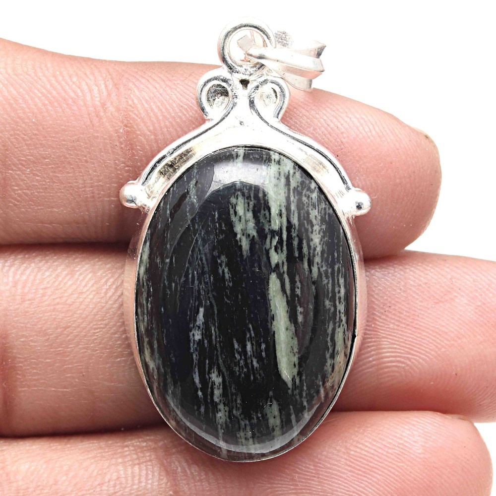 Silver Leaf Jasper Gemstone Pendant - Valentine's Day Jewelry Gift 2