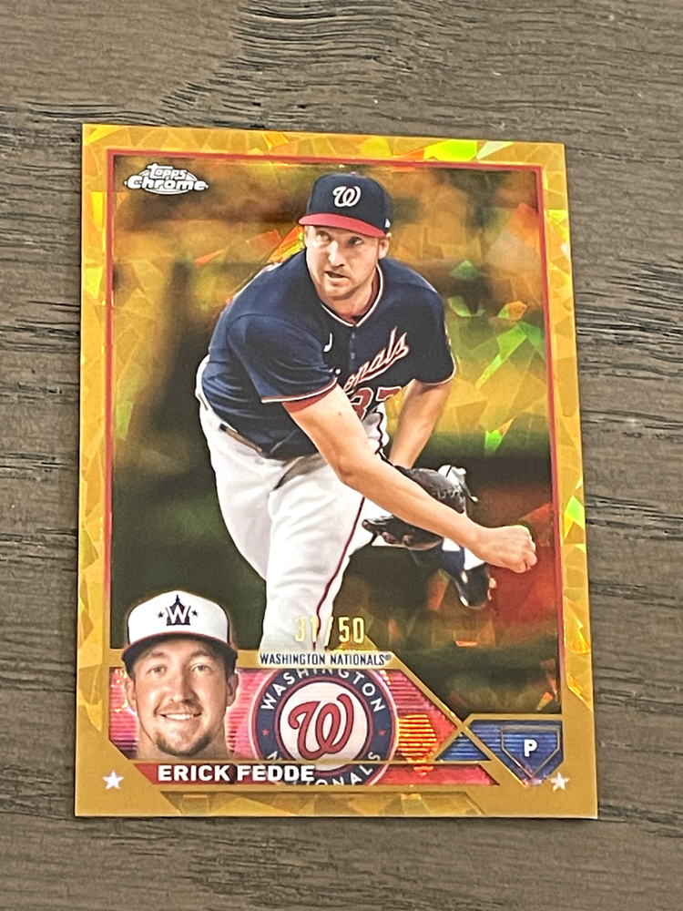 2023 Topps Chrome Sapphire Gold Refractor Erick Fedde #258 Nationals /50