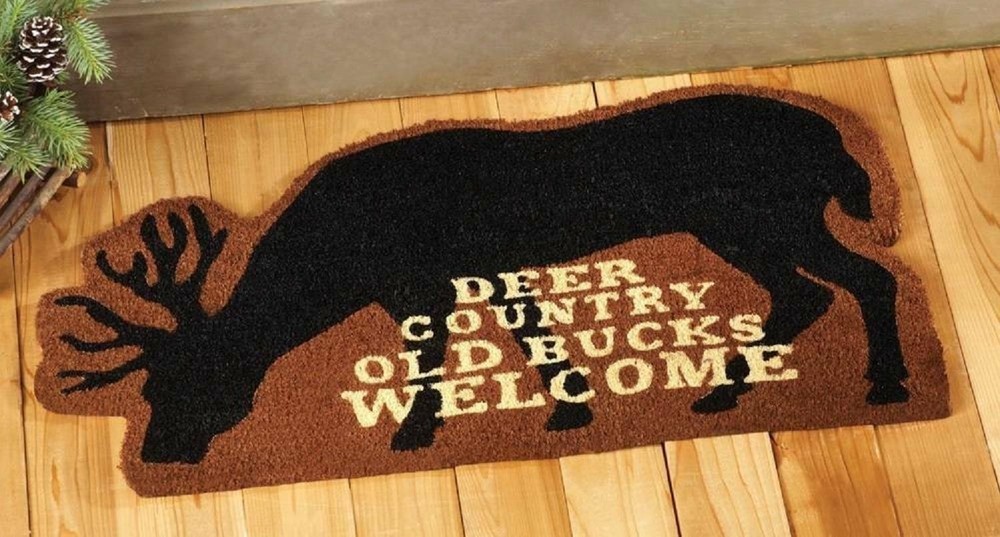 Deer Country Old Bucks Welcome Door Mat Outdoor Coir Skid-Resistant Backing 30