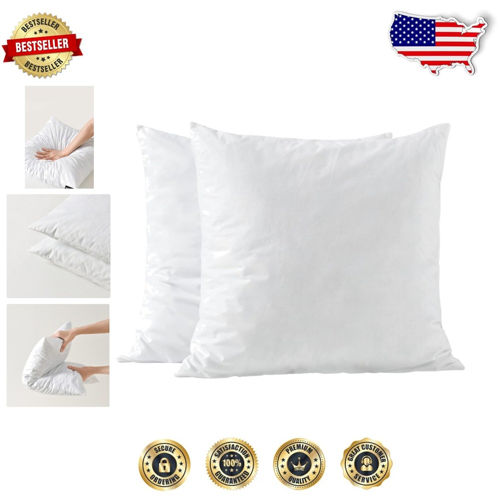 Plush Shredded Memory Foam 26x26 Euro Pillow Inserts - 2 Pack for Home & Hotel