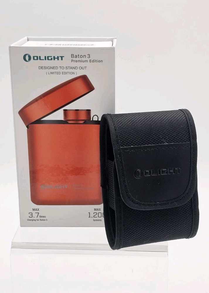 Olight Baton 3 Premium Edition Portable Wireless Charger - Orange With Case