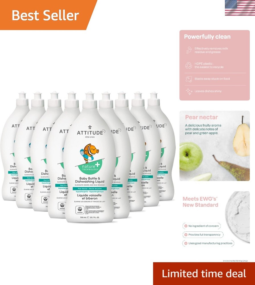 Baby Dish Soap & Bottle Cleaner - EWG Verified Dishwashing Liquid with No Added Harsh Chemicals