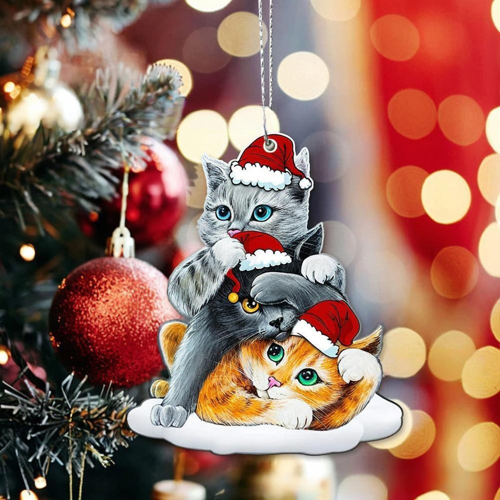 Cat Christmas Tree Ornament, Cat Light Flat Ornament Decor Gift For Cat Lov Q с{