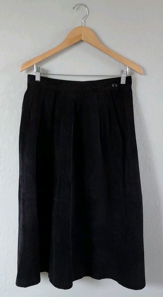 Giorgio Sant'Angelo Women's Black Genuine Leather Long Skirt Classic Timeless