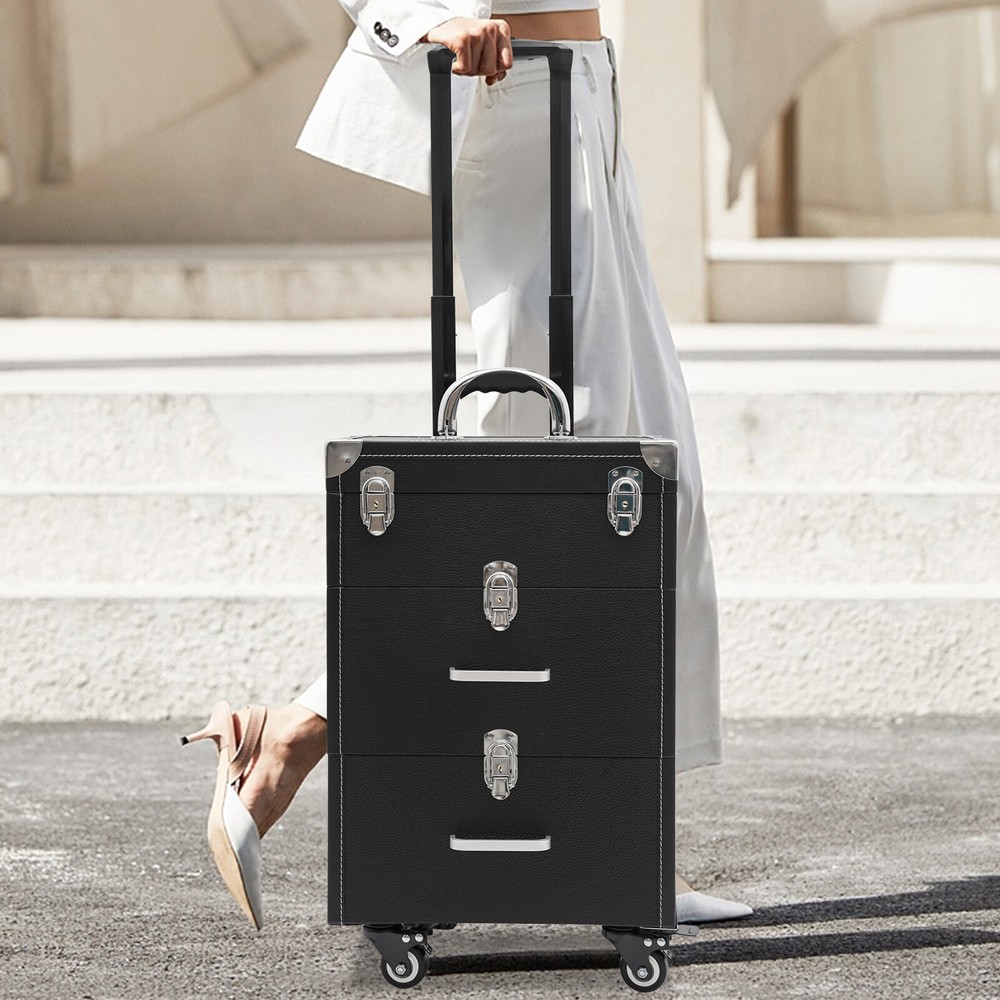 Multi-Layer Cosmetic Nail Tattoo Rolling Trolley Suitcase