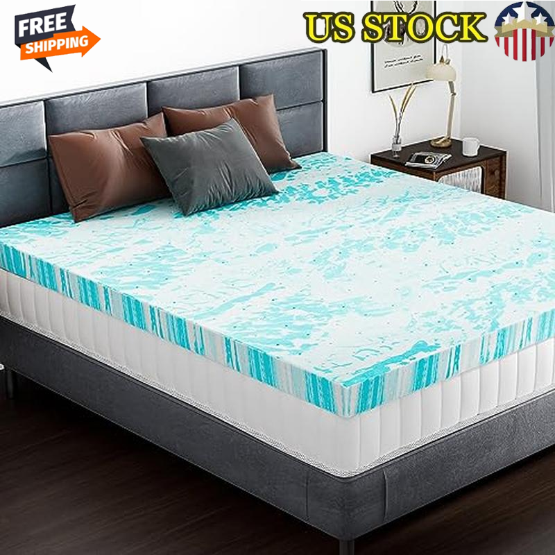 3 Inch Gel Memory Foam Mattress Topper Queen CertiPUR-US Cooling Support Airflow