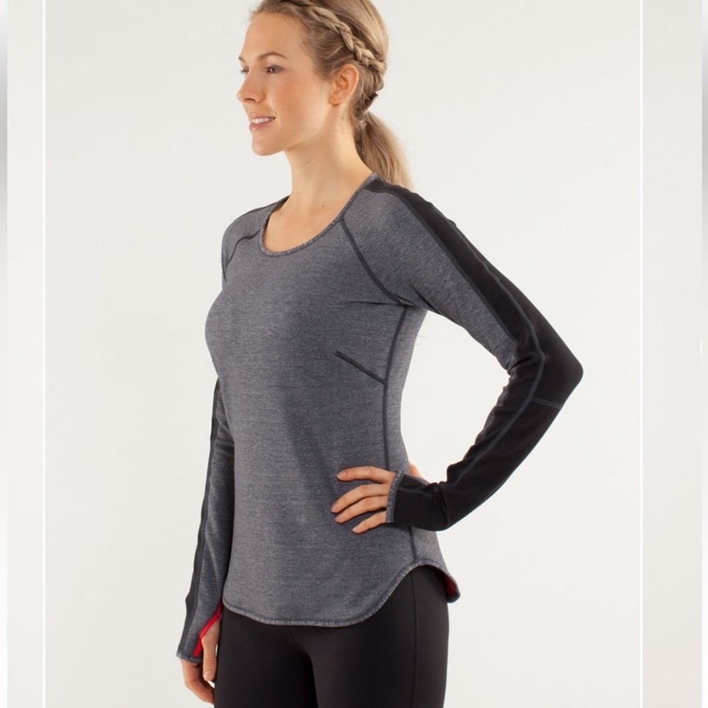 Lululemon Sale Runder Under Long Sleeve Reversible Shirt red/grey Size 4 NWOT