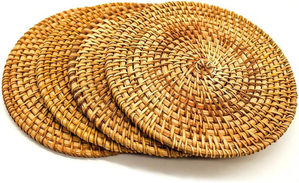 Woven Rattan Trivets for Hot Dishes - Heat-Resistant Dining Table & Kitchen Hot Pads