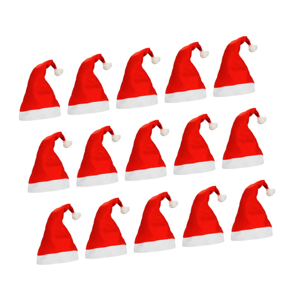 15 Pcs Festive Santa Hats for Kids and Adults Non-Woven Christmas Caps