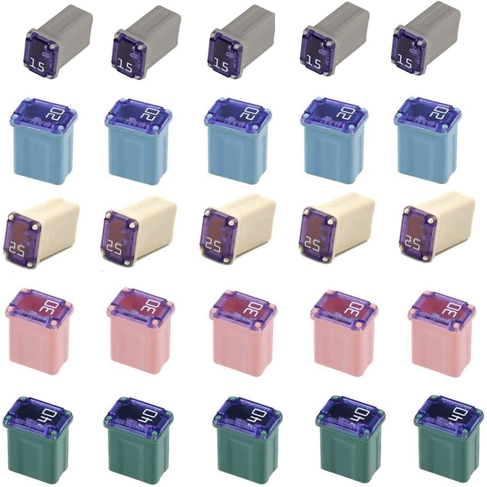 25 Pack Micro Cartridge Fuses FMM Fuses Kit 15-40Amp MCASE Type for Cars, SUVs
