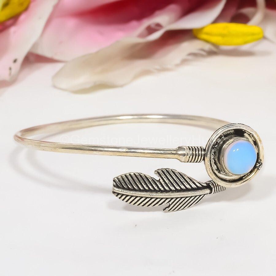 New Year Deal 925 Silver October Milky Opal Gemstone Engagement Cuff Jewelry