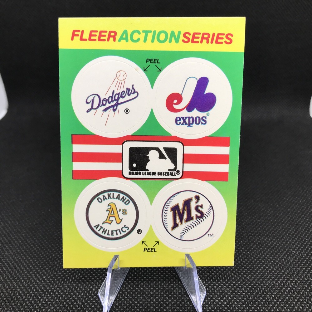 1990 Fleer Action Series Baseball Stickers Card Dodgers Expos Athletics Mariners