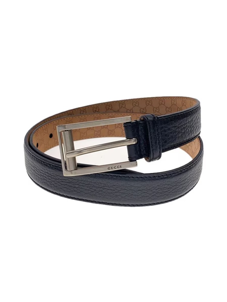 GUCCI Mens Leather Belt with Silver Buckle 2817985250408534