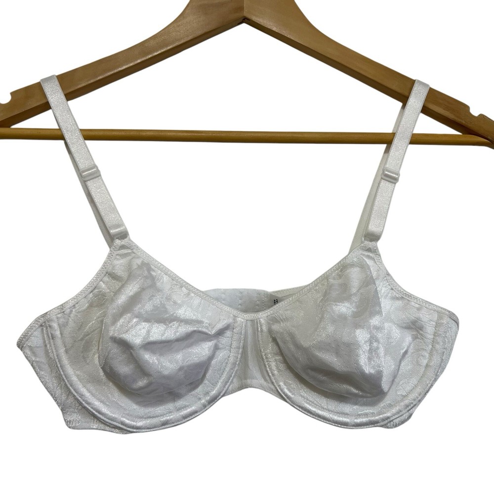 Vintage Vanity Fair White Textured Floral Unlined Underwire Bra 36B NWT