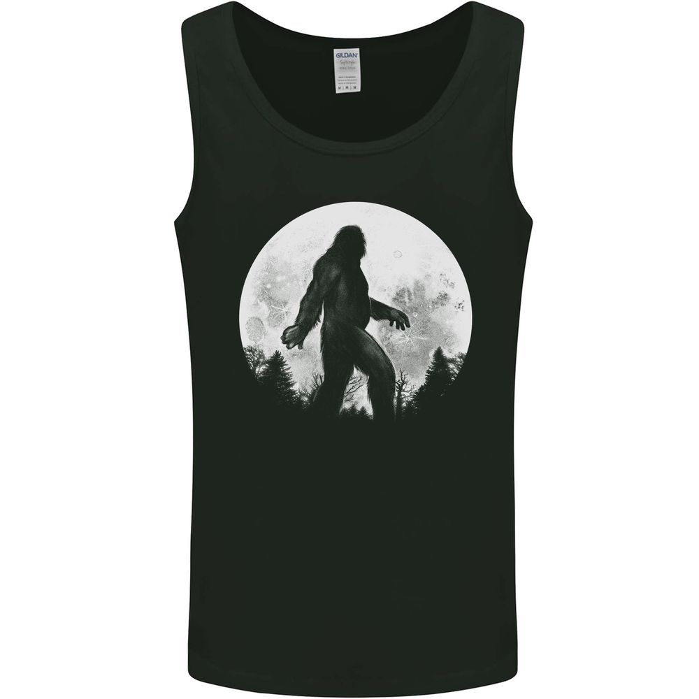 Bigfoot With a Moon Background Mens Vest Tank Top