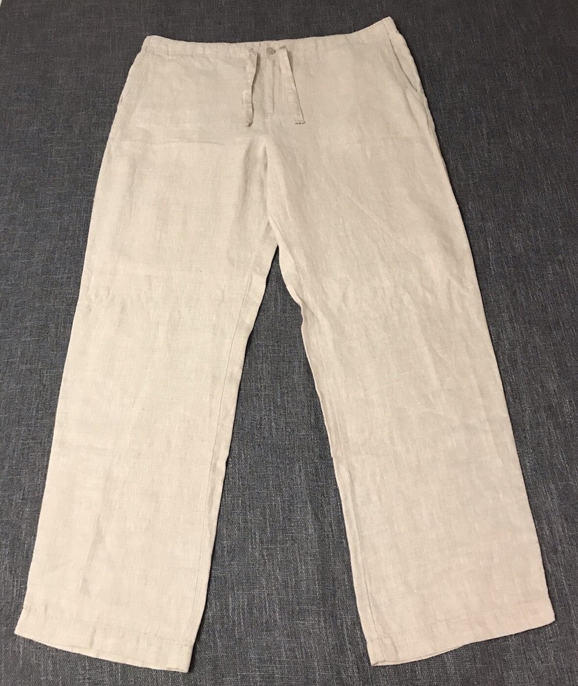 Ocean & Coast Linen Pants Mens XL 42W x 33L Tan Boho Beach Vacation Tropical