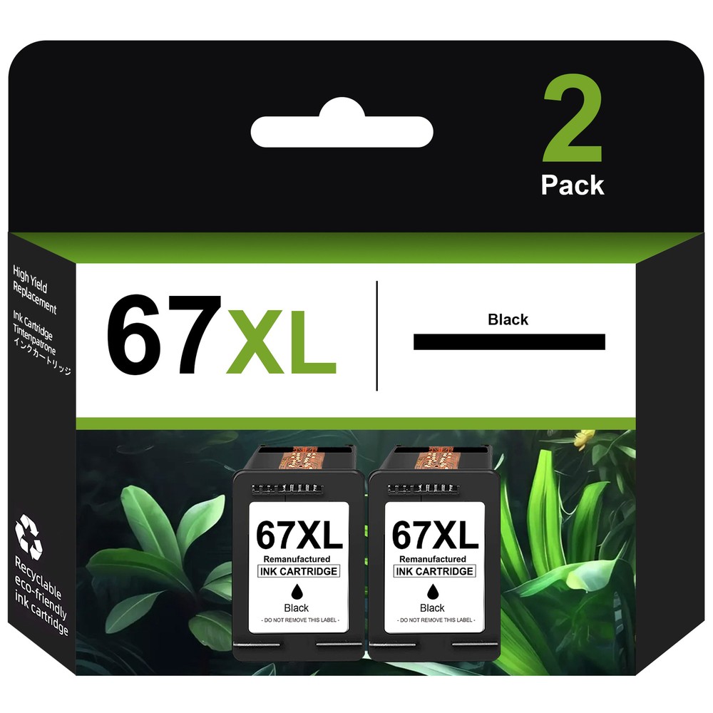 2PK HP 67XL Black Ink Cartridge for DeskJet 2700 2755 4155 Envy 6000 6455
