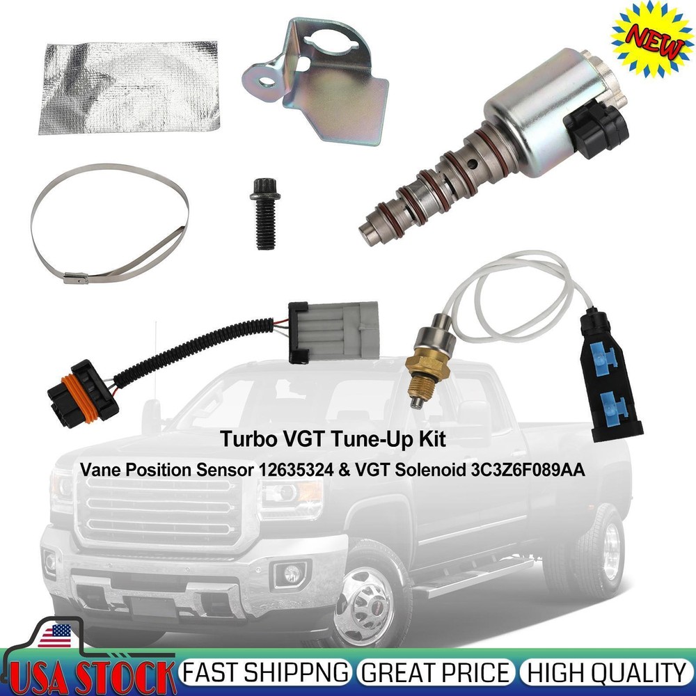Turbo VGT Tune-Up Kit with Vane Position Sensor 12635324 and VGT Solenoid 3C3Z6F089AA