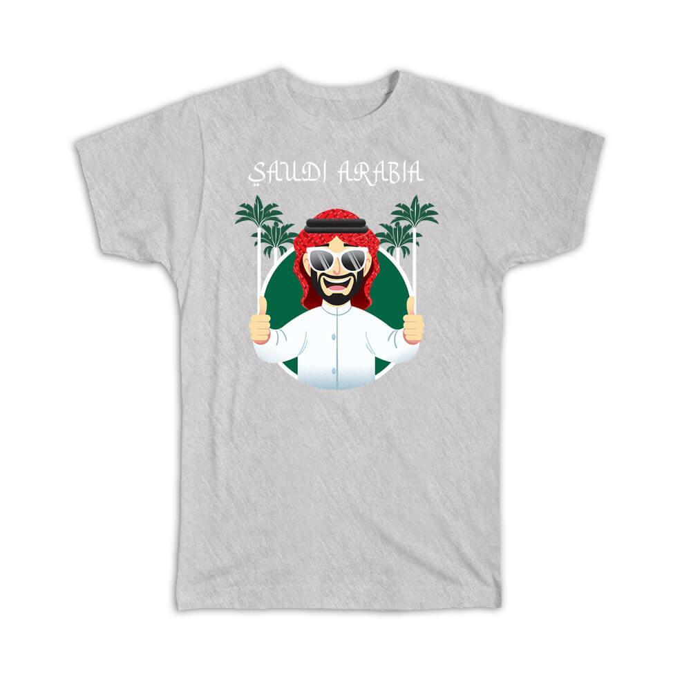 Gift T-Shirt : Saudi Arabia Arabic Funny Sheikh Art Print Palm Trees Country
