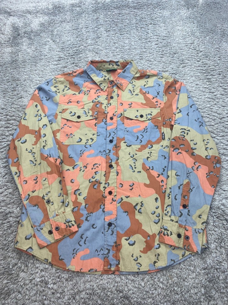 LRG Lifted Research Group Shirt Mens Medium Heritage Desert Camo Grudge Military