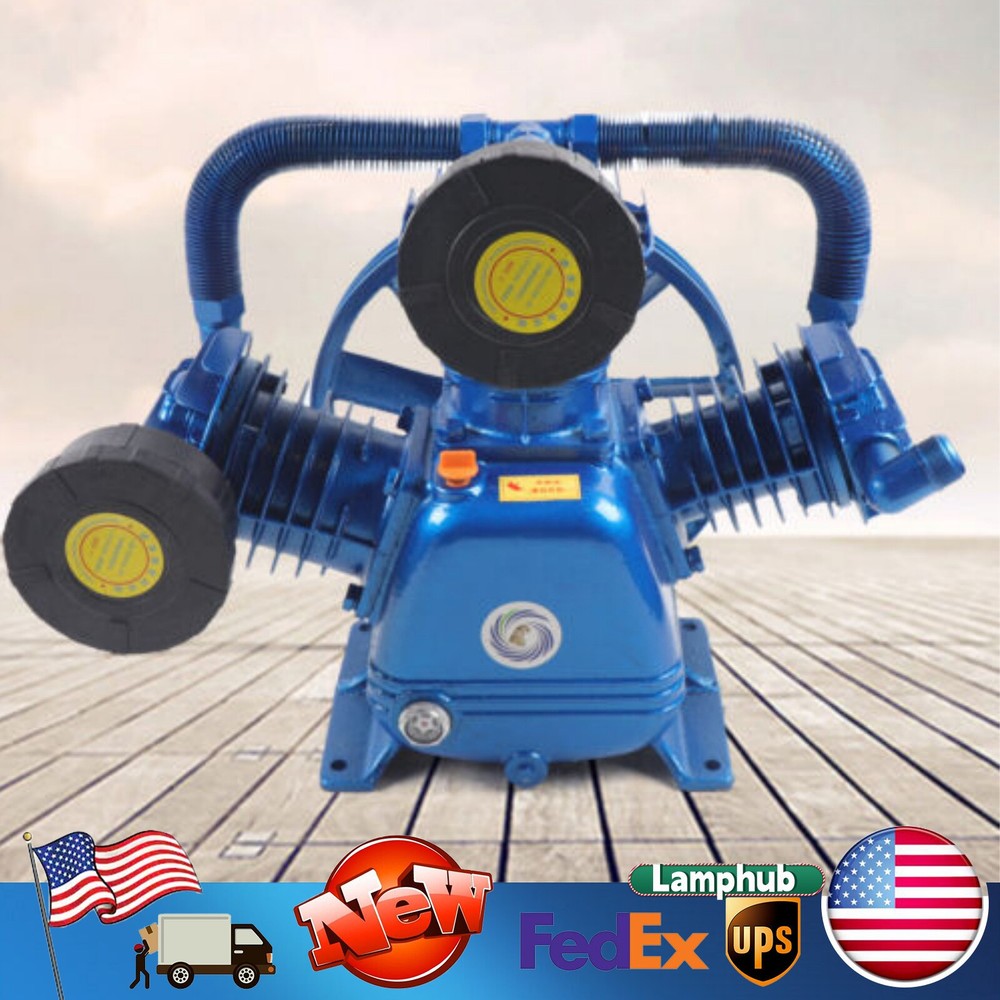 10HP 7.5KW 3-Cylinder Cast Iron Air Compressor Pump 31.7 SCFM Single Stage