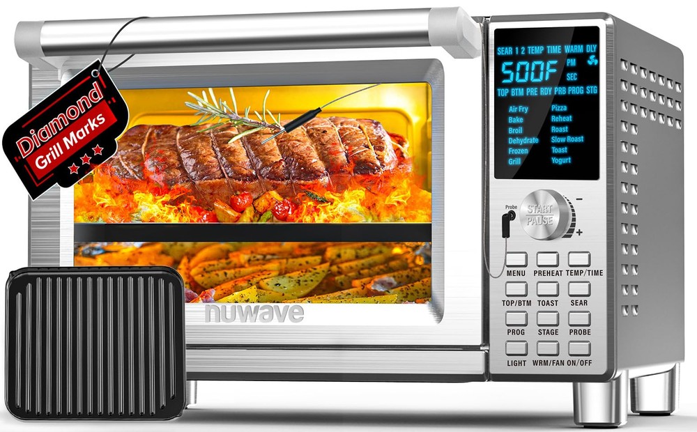 NUWAVE Bravo XL Air Fryer Convection Toaster Oven Countertop, 112-in-1 Smart ...