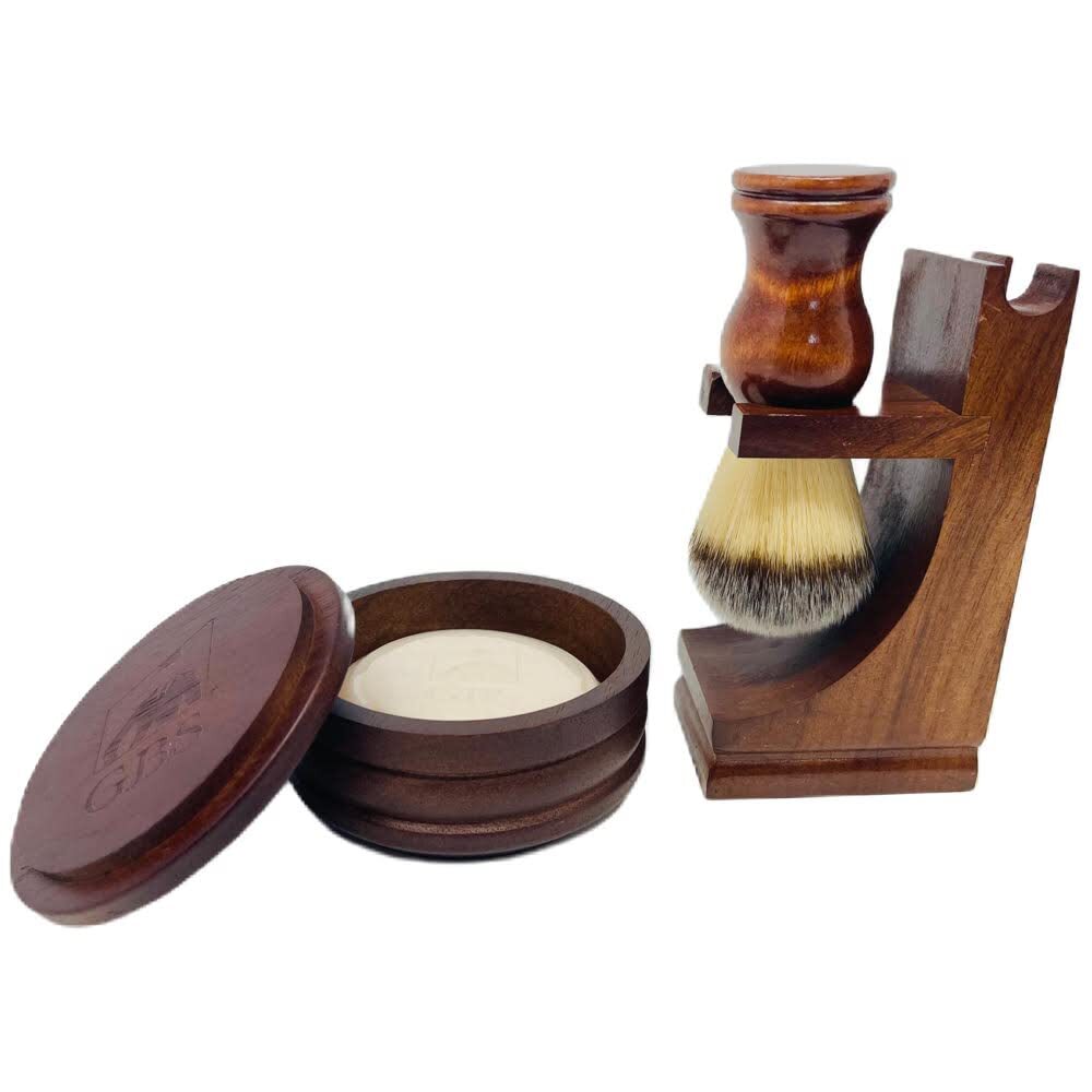 G.B.S Men's Classic Wooden Shaving Set Shaving Brush with Wooden Stand And 3.5 I
