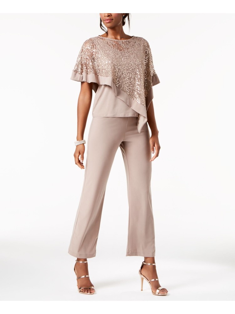 R&M RICHARDS Womens Brown Evening Top Petites Size: 14P