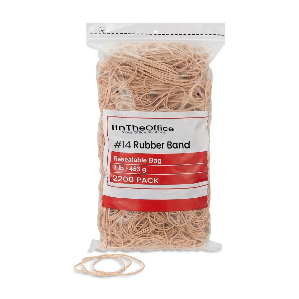 1InTheOffice Rubber Bands #14, Size14 Rubber Bands, Beige, 1 lb Box, (2,200/P...