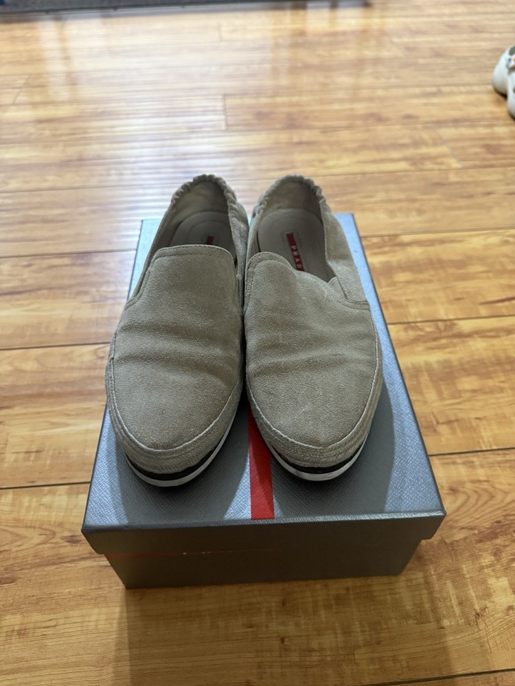 Prada Suede Leather Casual Sneakers for Men and Women