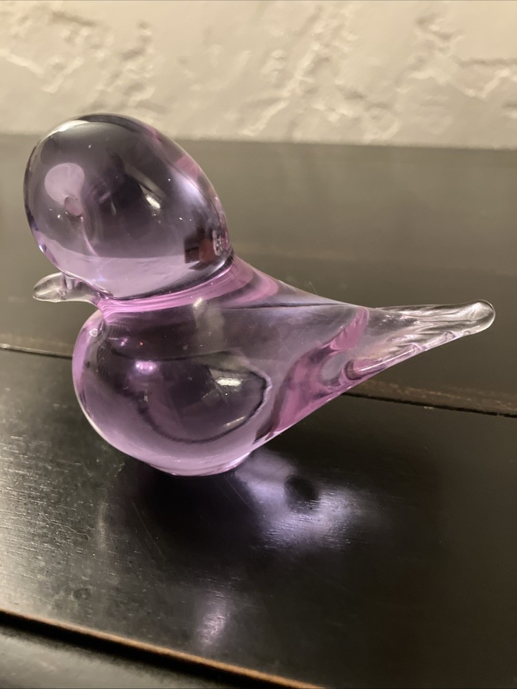 Bird Figurine Neodymium Alexandrite Purple Glass By Konst Urshult Sweden Vintage