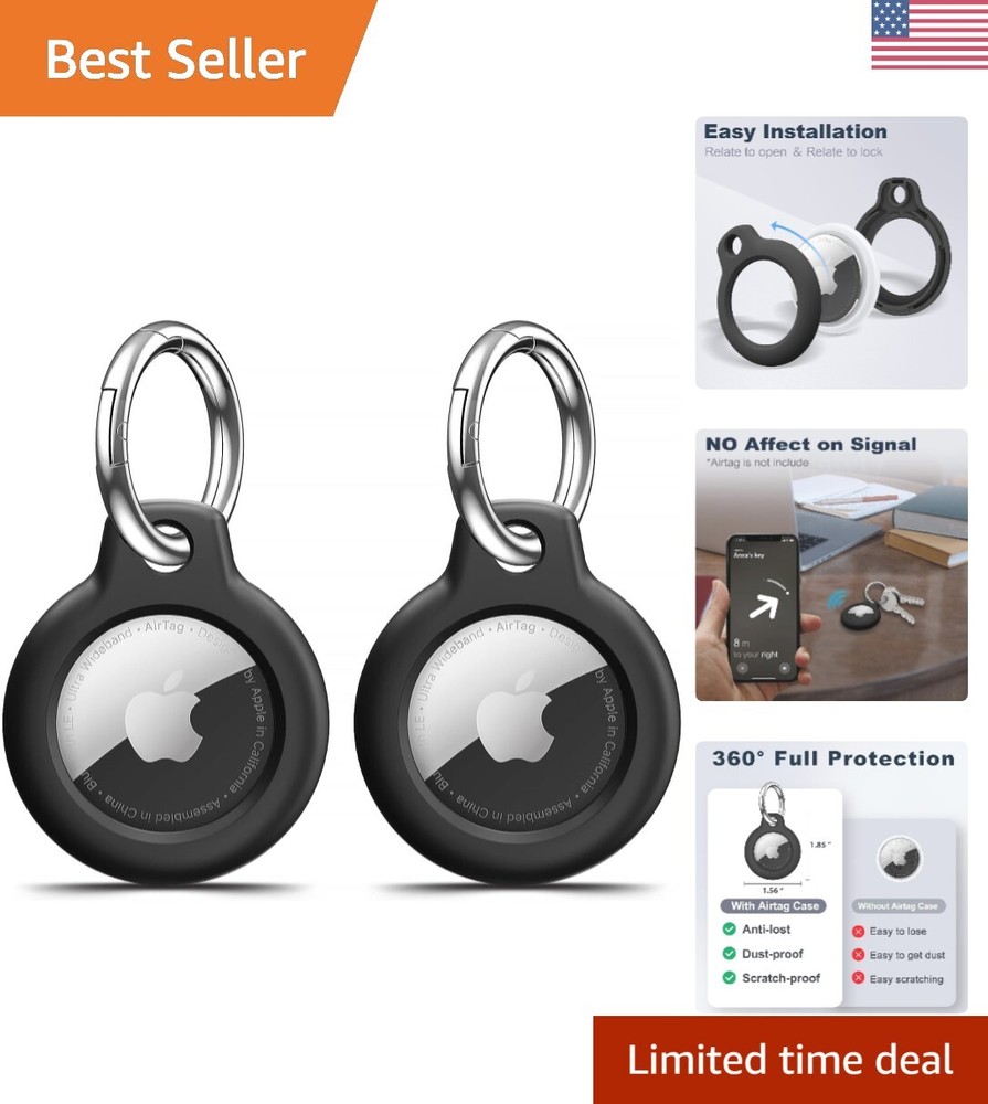 Elegant 2 Pack Shockproof AirTag Case with Keychain - Durable Slim Protection  