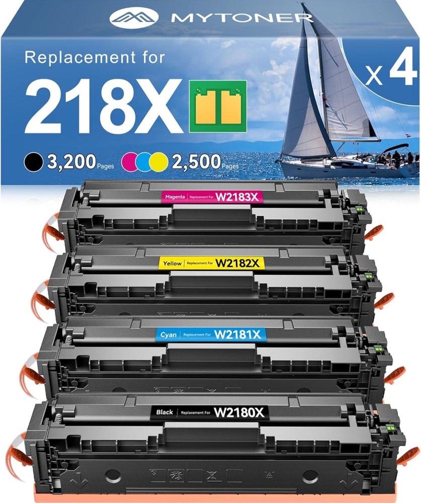 218X Toner Cartridges 4 Pack 3301fdw (with Chip) Replacement for HP 218X W2180X