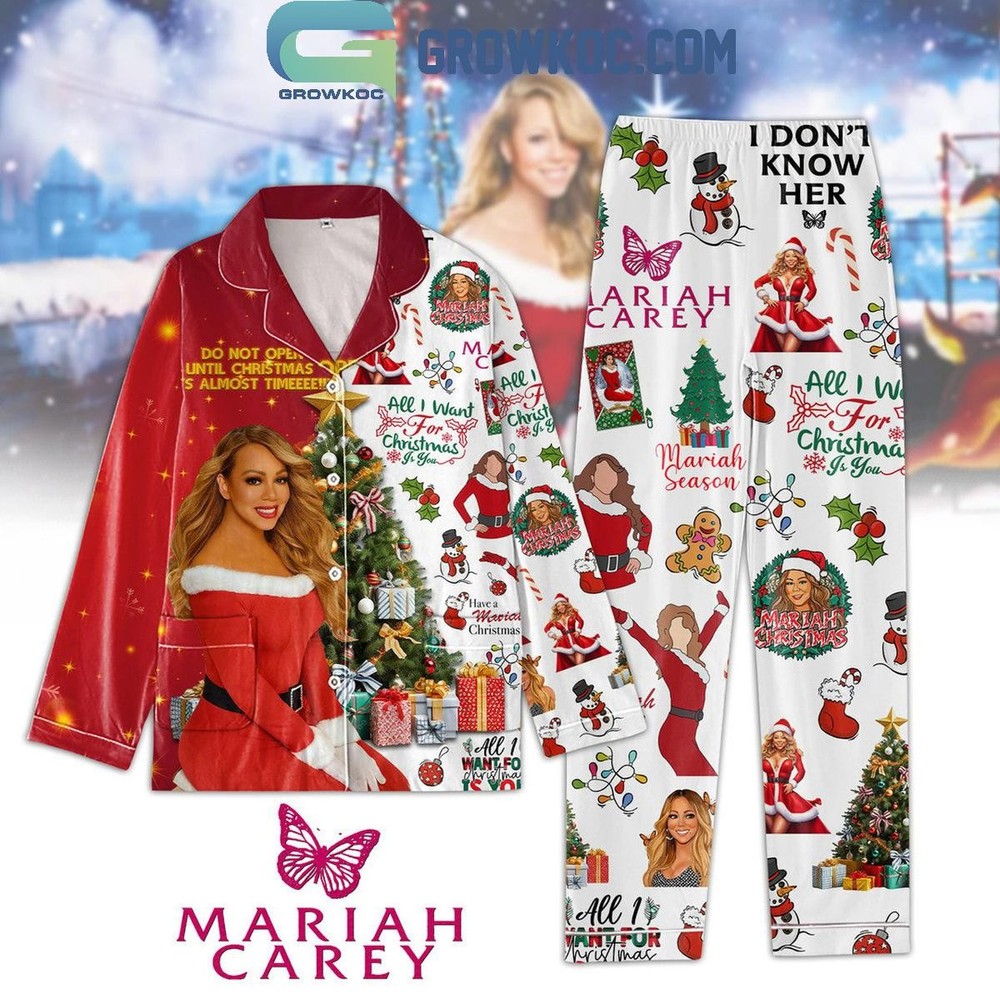 Mariah Carey Do Not Open Until Christmas Pajama Set Almost Time Festive Polyester Sleepwear