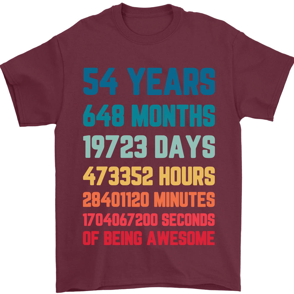 54th Birthday 54 Year Old Mens T-Shirt 100% Cotton