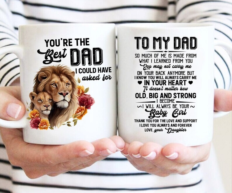 Fathers Day Lion Mug, Gift For Daddy, Dad Lion Mug Gift, Son Lion Mug, Lion Love-image